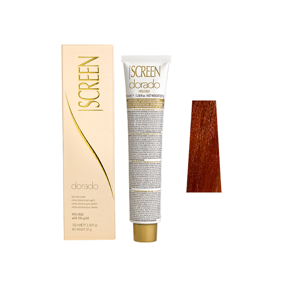 Крем-фарба для волосся перманентна з 24-каратним золотом SCREEN Dorado 6RR (6.44) Deep Сopper Dark Вlonde, 100 ml - 1